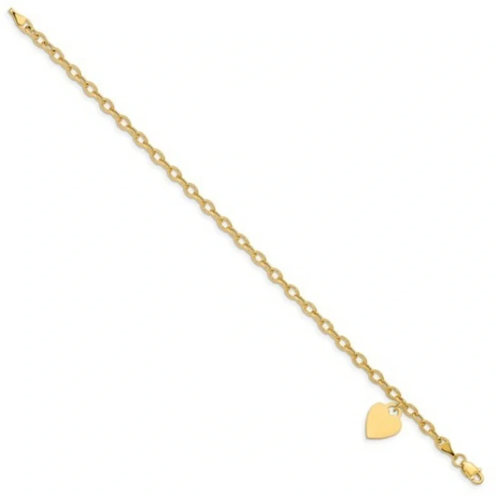 10k Gold Dangle Heart Charm Anklet: Timeless Elegance - Picture 3 of 3